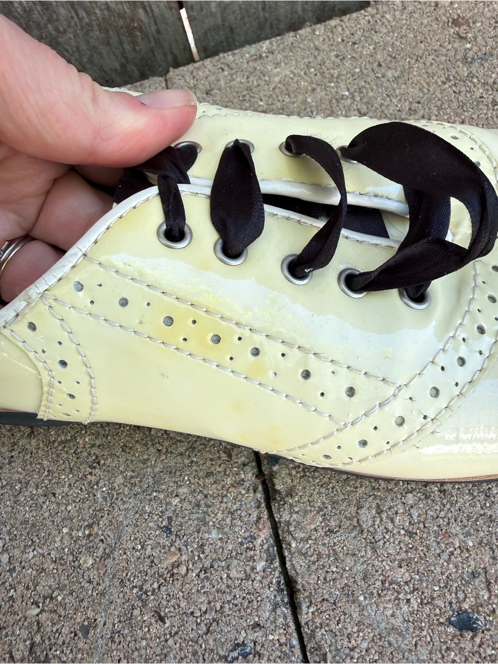 Bass Odette Cream Leather Oxford Saddle Shoe Black Lace Rachel Antonoff Size 8.5 - Picture 5 of 9